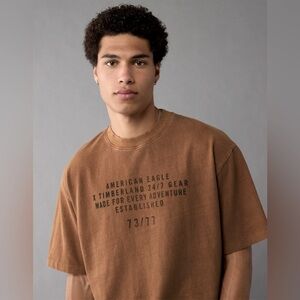 American Eagle x Timberland Caramel Boxed Tee size Small
